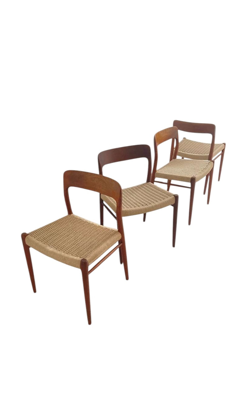 Modell 75 Teak Chairs, Niels Möller, 1960er