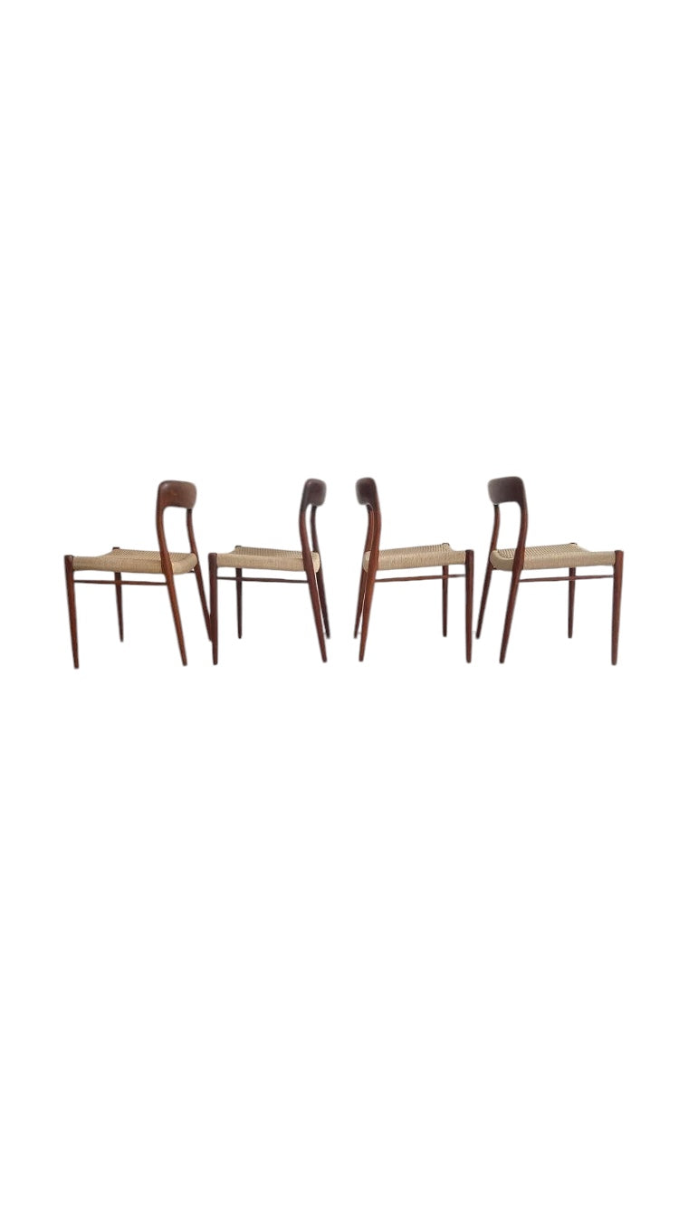 Modell 75 Teak Chairs, Niels Möller, 1960er